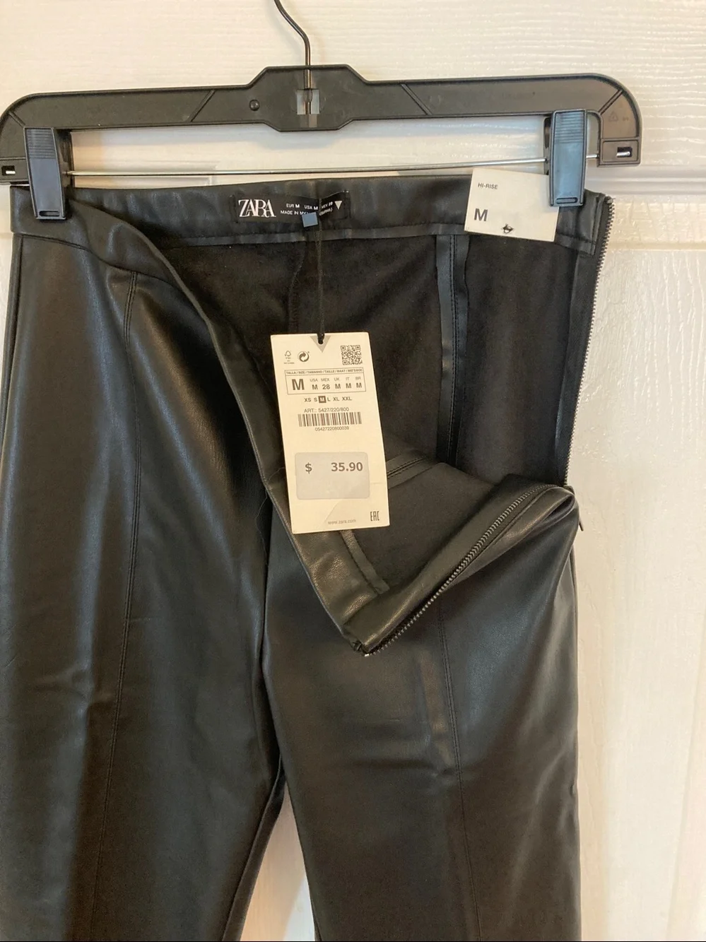 Zara Black Faux Leather Slim Leggings - Picture 6 of 10